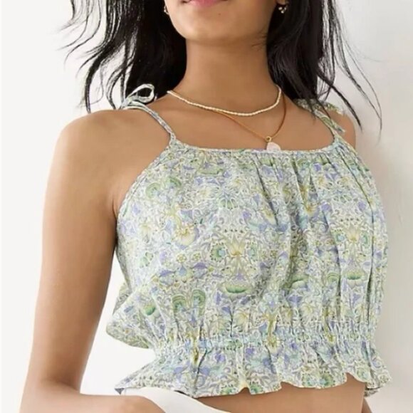 J. Crew Tops - NWT J. Crew Organic Cotton Ruffle Waist Tank in Liberty Lodden Fabric